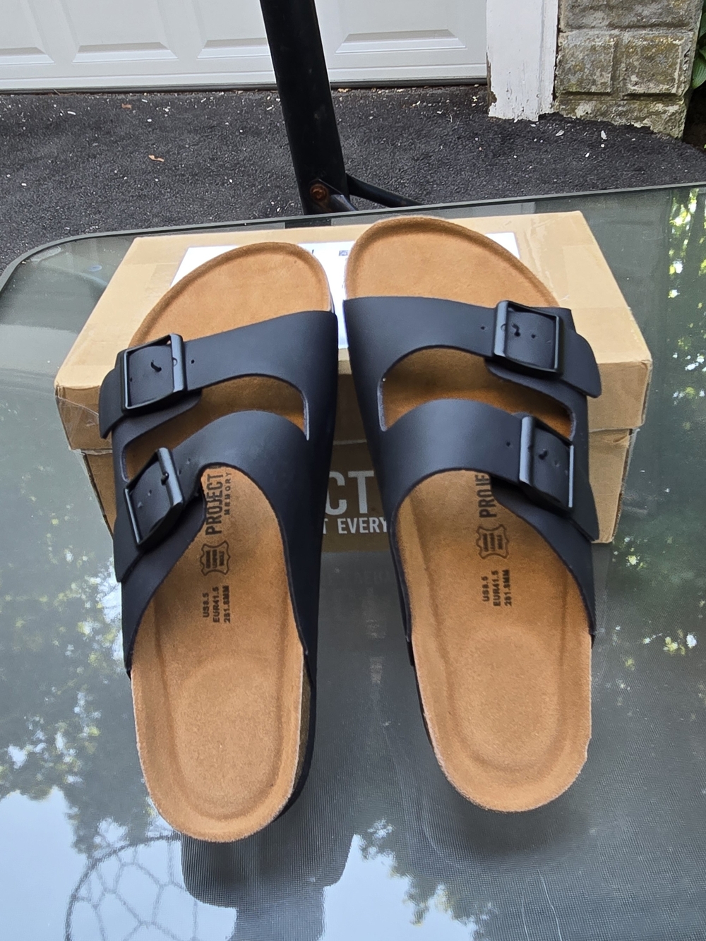 Men's Black Double-Buckle Footbed Sandals
